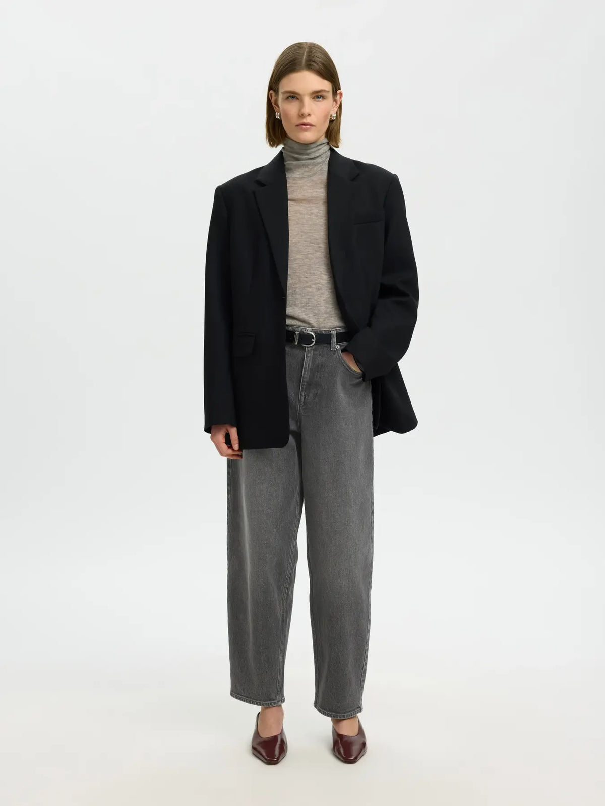 Jeans barrel de talle alto