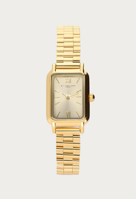 Reloj de esfera cuadrada con esfera en tono melocotón