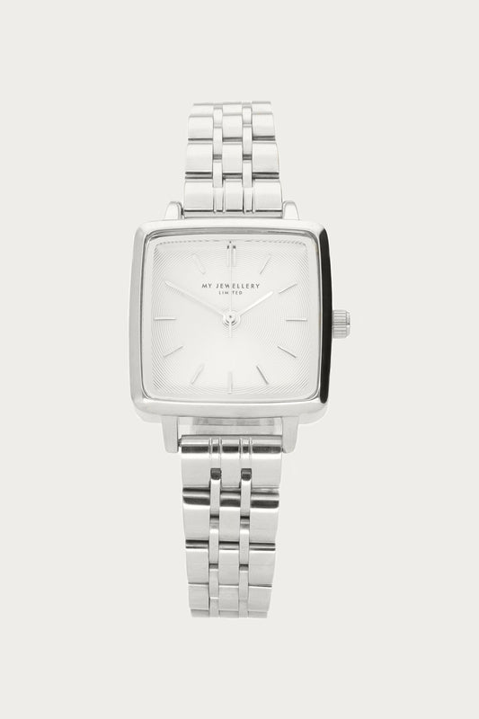 Reloj de esfera cuadrada con correa de eslabones