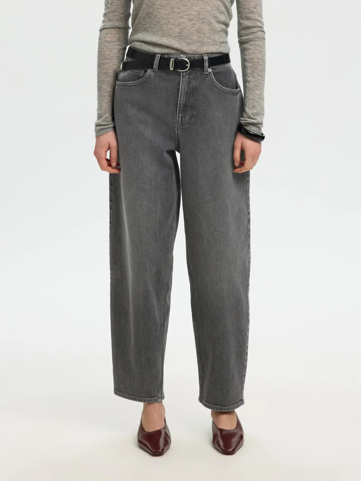 Jeans barrel de talle alto
