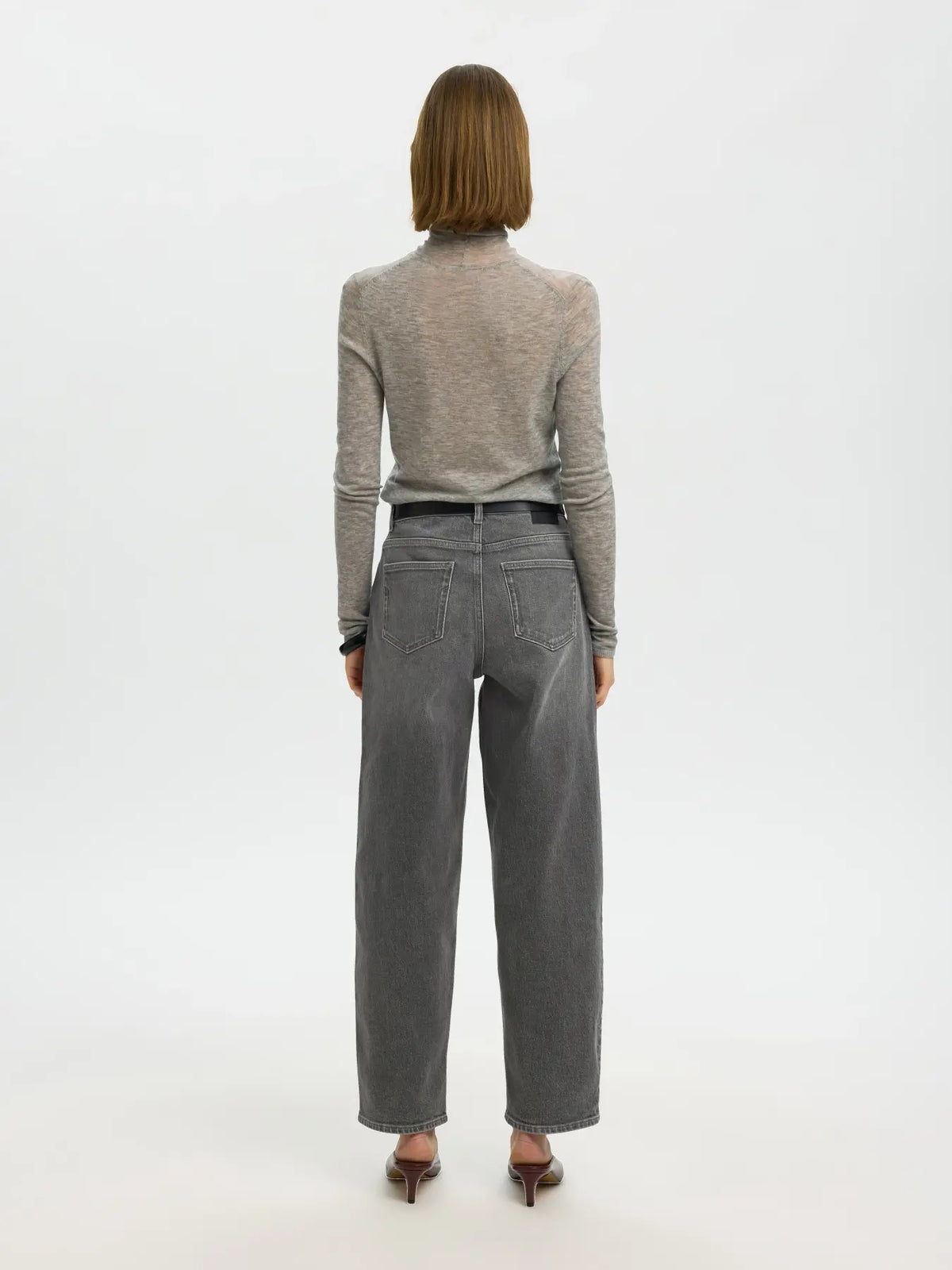 Jeans barrel de talle alto
