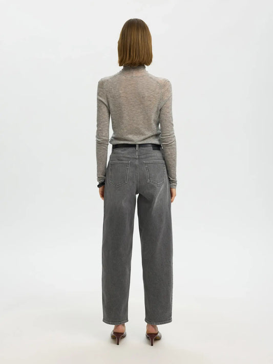 Jeans barrel de talle alto